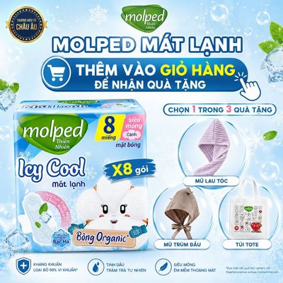 Combo 8 gói Băng vệ sinh Molped Icy Cool thiên nhiên Mát lạnh có cánh-GÓI 8 MIẾNG