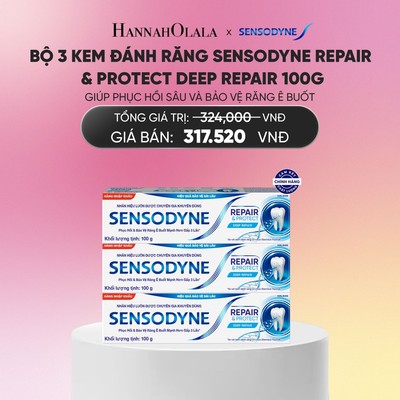 [Hannah Olala x Sensodyne] Bộ 3 Kem đánh răng SENSODYNE Repair & Protect Deep Repair 100g