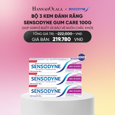 [Hannah Olala x Sensodyne] Bộ 3 Kem đánh răng SENSODYNE Gum Care 100g giúp giảm ê buốt và bảo vệ nướu chắc khỏe