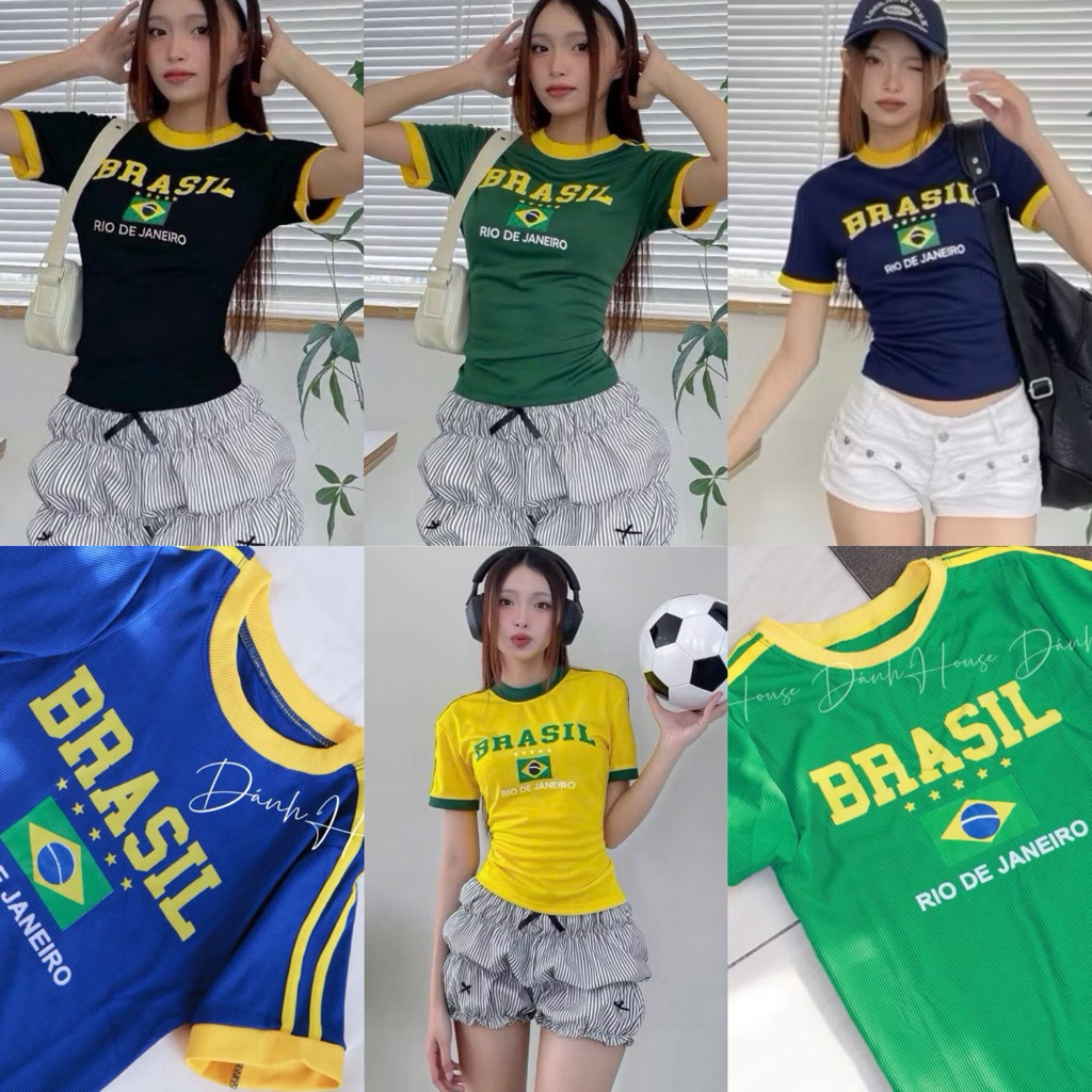 Áo Croptop Thể Thao Bóng Đá Brasil Hottrend (sẵn hoả tốc)