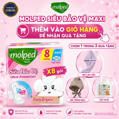 [N] Combo 8 gói băng vệ sinh Molped thiên nhiên Siêu bảo vệ Maxi CÓ CÁNH (GÓI 8 MIẾNG) cho nữ