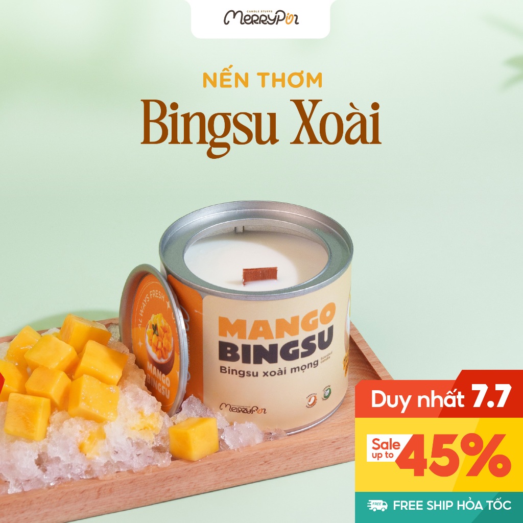 Nến thơm hương Bingsu Xoài Mango Bingsu MerryPin Candle, quà tặng, sinh nhật, thư giãn, sáng tạo, tr