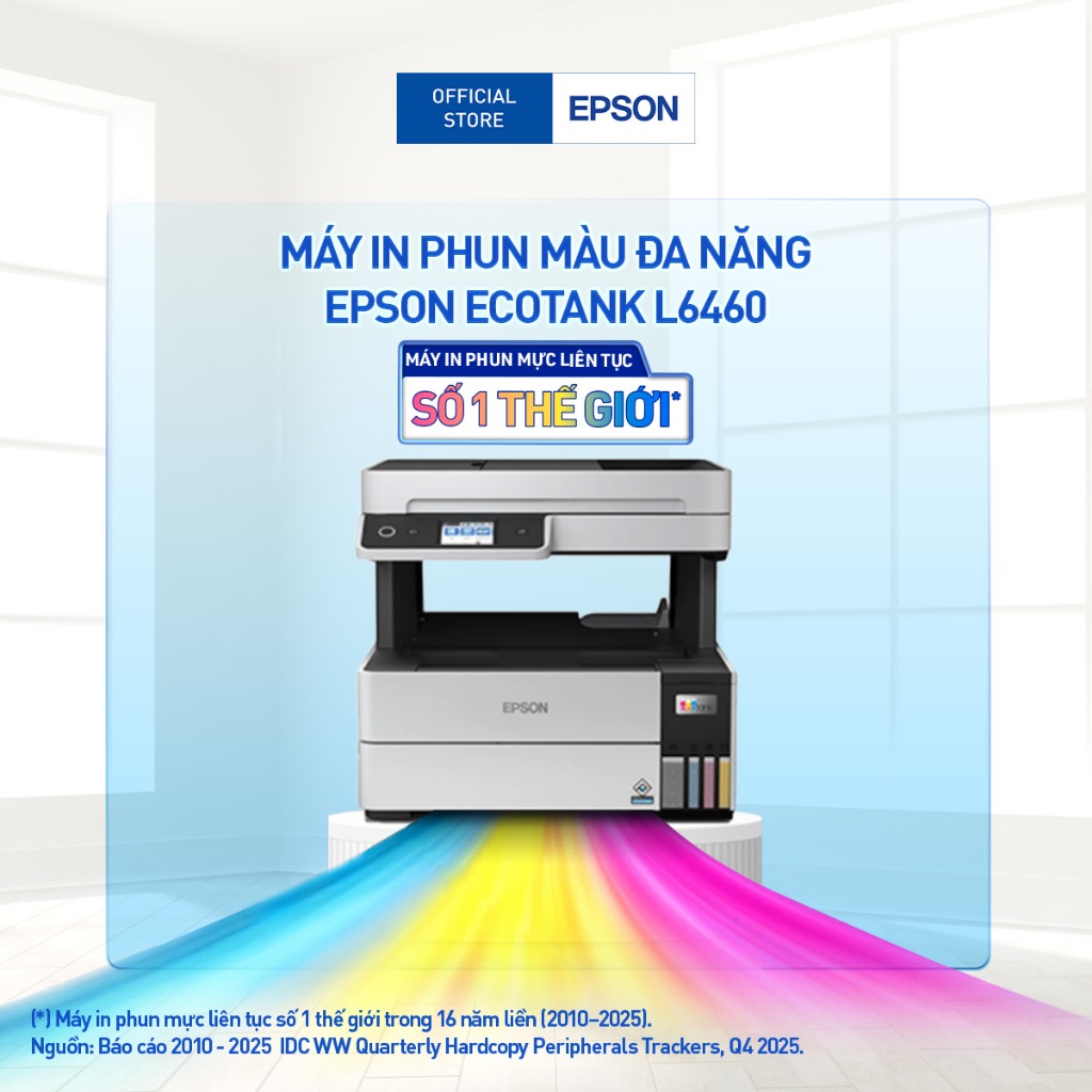Máy In Phun Màu Đa Năng Epson EcoTank L6460 (Bao Gồm Bộ Mực Chính Hãng Đi Kèm)