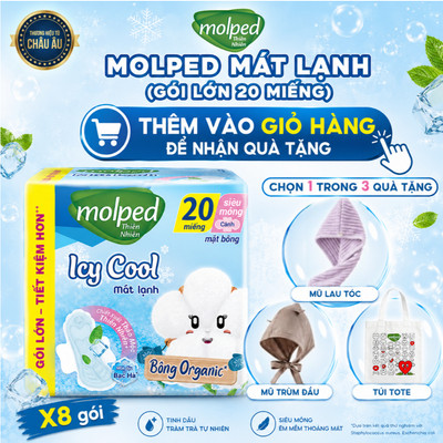Combo 4 Gói Băng vệ sinh Molped thiên nhiên Mát lạnh có cánh 23cm - (GÓI 20 MIẾNG)
