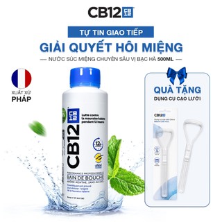 Nước Súc Miệng Kiểm Soát Hơi Thở 12H CB12 Mint Hương Bạc Hà 500ml - Khử Hôi Miệng - Không Cồn, Dịu Nhẹ
