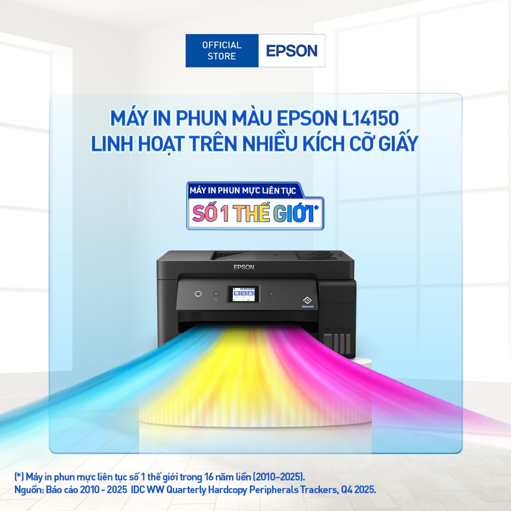 Máy In Phun Màu Epson L14150 Linh Hoạt Trên Nhiều Kích Cỡ Giấy