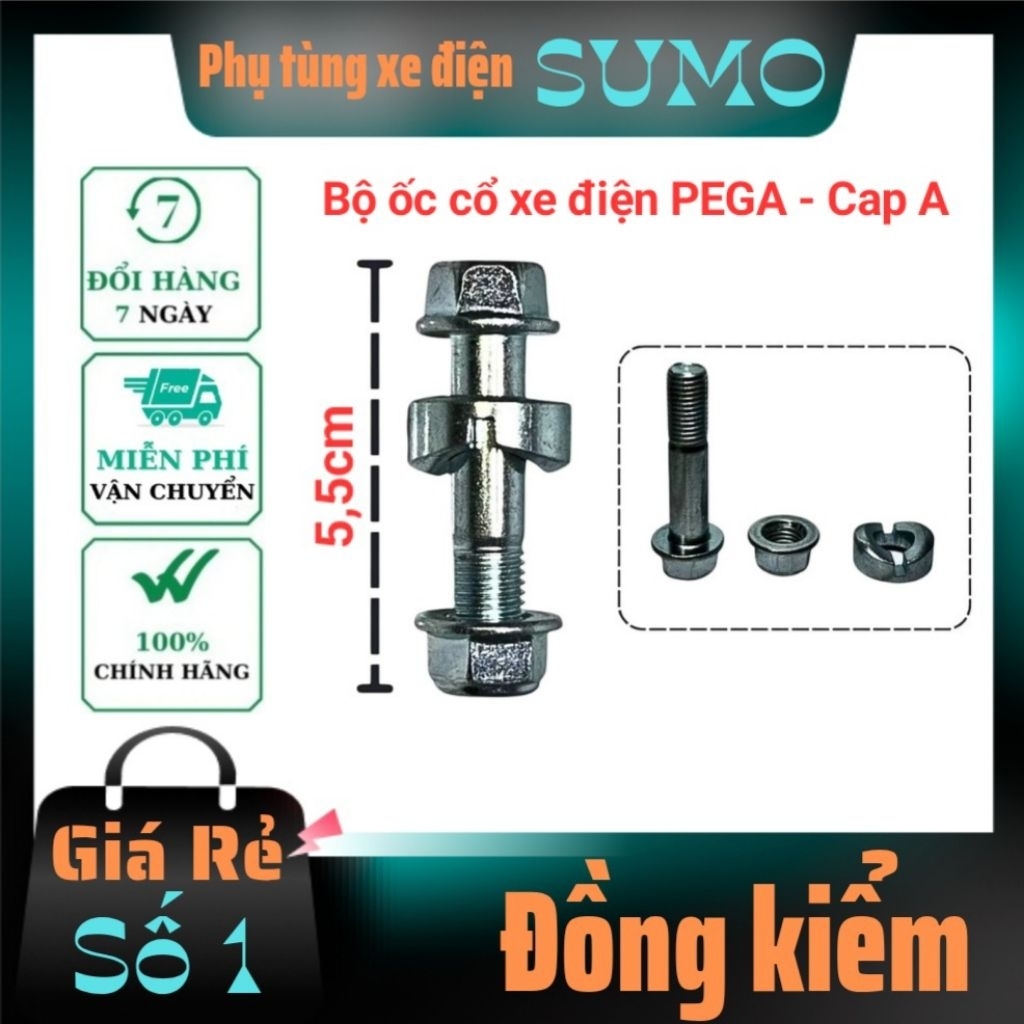 Bộ ốc cổ, ốc gắn ghi đông dùng cho xe đạp điện cap A, Pega, Hk bike, Fuji, Nijia...hàng chuẩn chính 