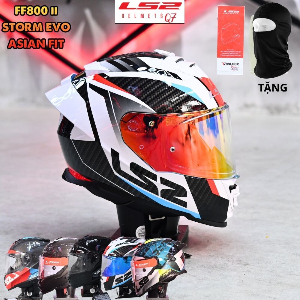 [Tặng pinlock] Mũ LS2 FF800 Evo Storm 2 Asian Fit Sẵn Đuôi Gió Mũ Bảo Hiểm 2 Kính Size M L XL XXL 3X