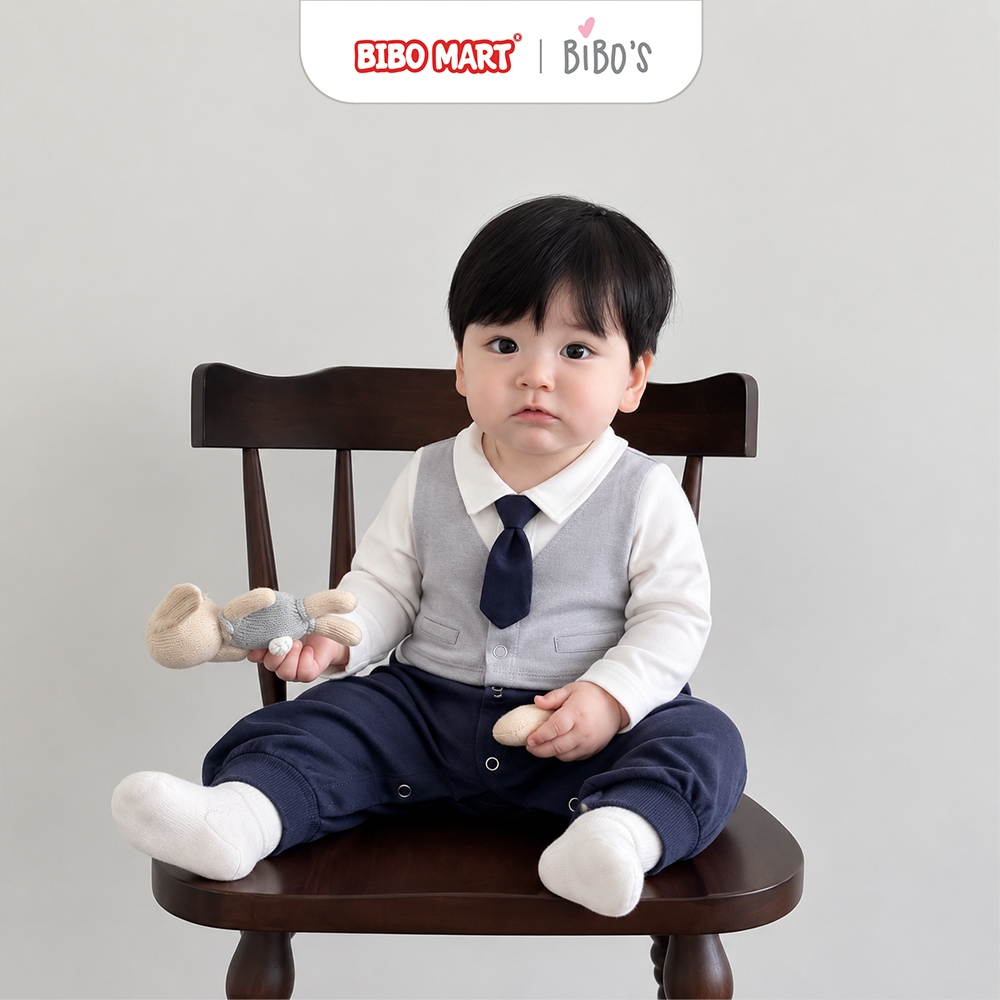 Romper Bé Trai Bibo’s Vải Bamboo Da Cá Cổ Đức Giả Gile Mềm Mại Thanh Lịch Cho Bé - Bibo
