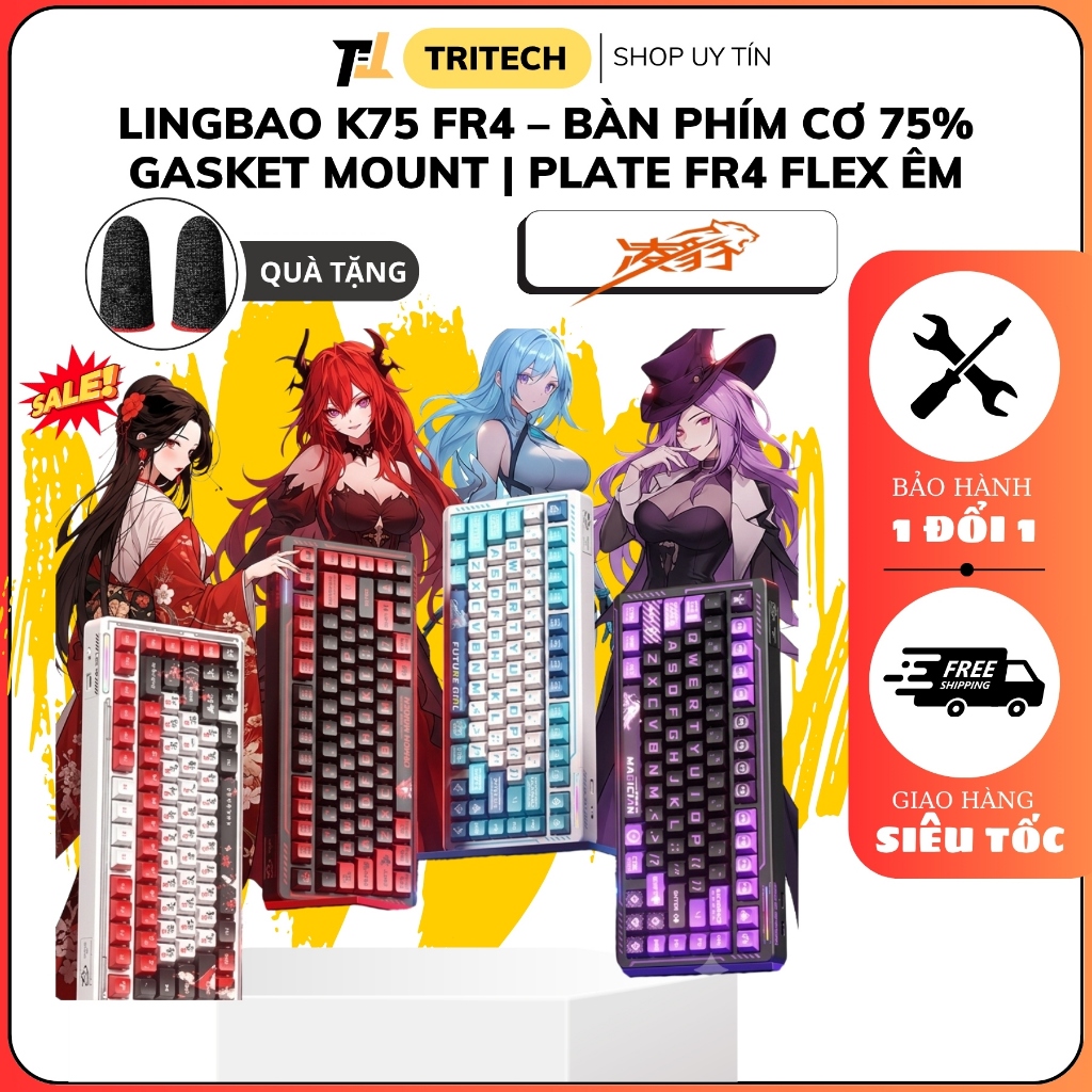 [Hoả Tốc] Lingbao K75 FR4 – Bàn Phím Cơ 75% Gasket Mount | Plate FR4 Flex Êm | HotSwap | RGB | Wirel