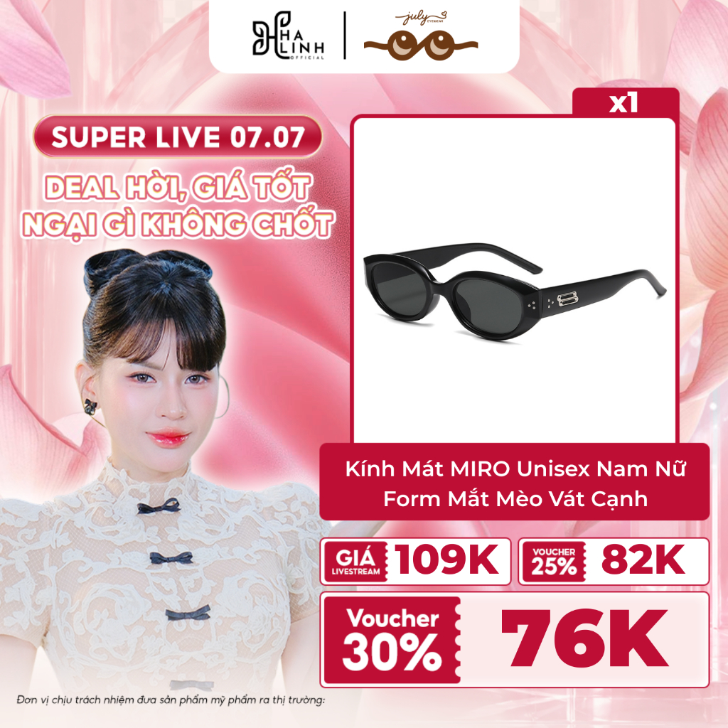 [Võ Hà Linh x Kính Mắt July] Kính Mát MIRO Nam Nữ Form Mắt Mèo Vát Cạnh Kính Râm July Eyewear Sunnie