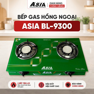 Bếp Gas đôi hồng ngoại ASIA BL-9300 tiết kiệm gas 30%, kính cường lực chịu nhiệt (mặt 65)