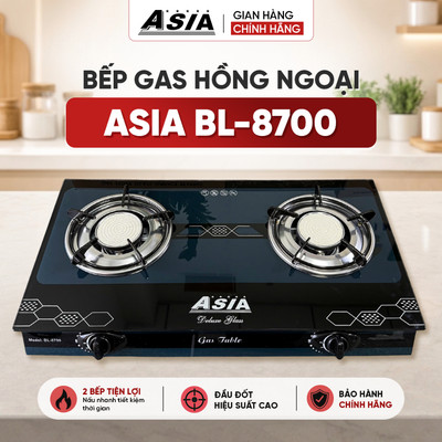 Bếp Gas hồng ngoại ASIA model BL-8700 tiết kiệm gas, chống đen nồi, chống tạt gió, kính cường lực