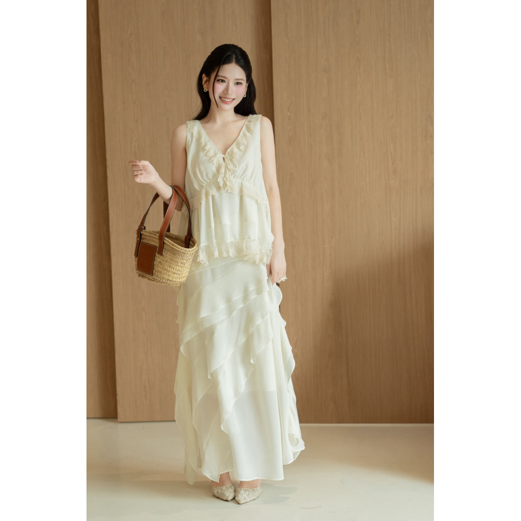 PETBYCHANG - Layer Lace Set | Set Áo Voan Phối Ren Layer & Chân Váy Phong Cách Hàn