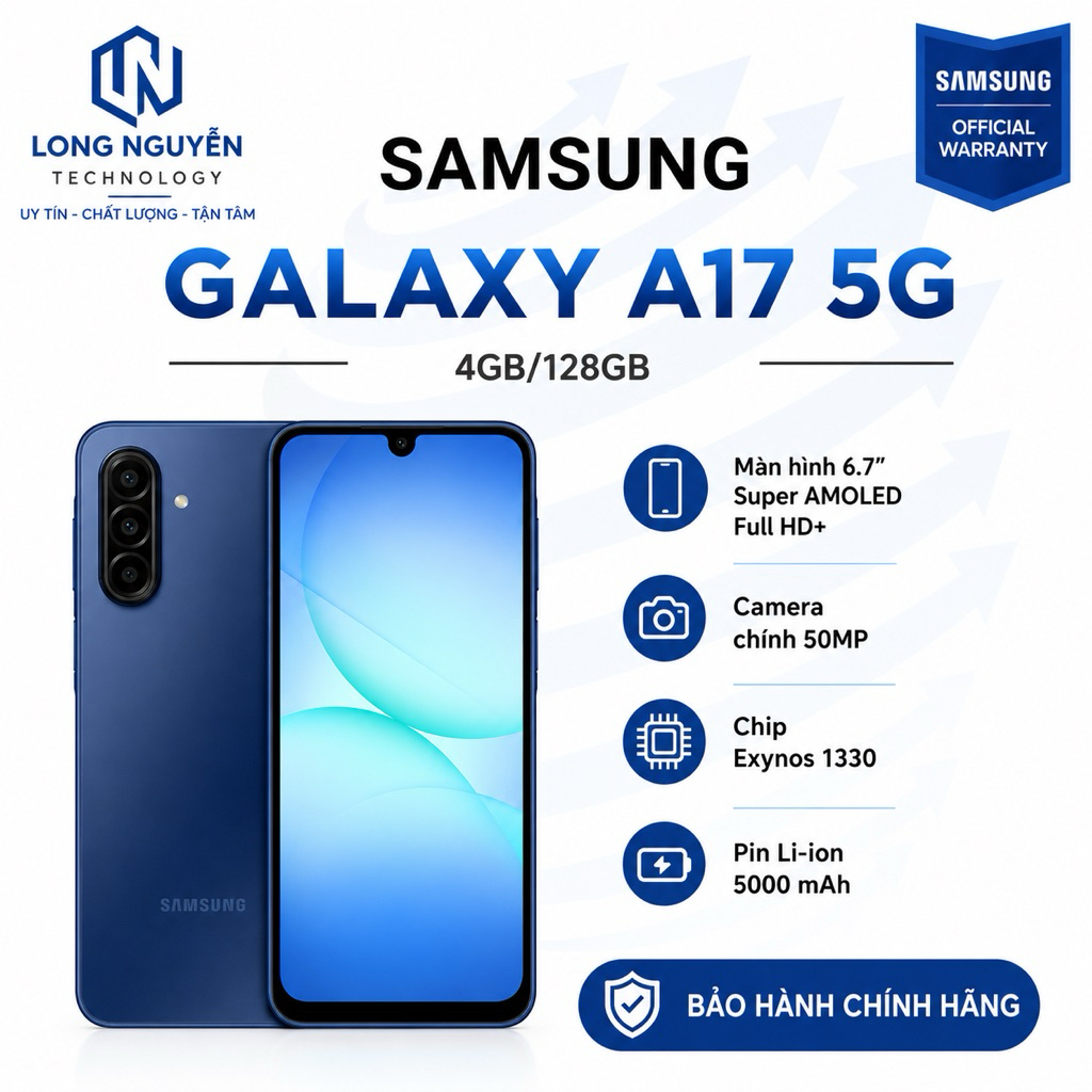 Điện thoại Samsung Galaxy A17 5G  4GB/128GB - Hàng Chính Hãng Samsung Việt Nam
