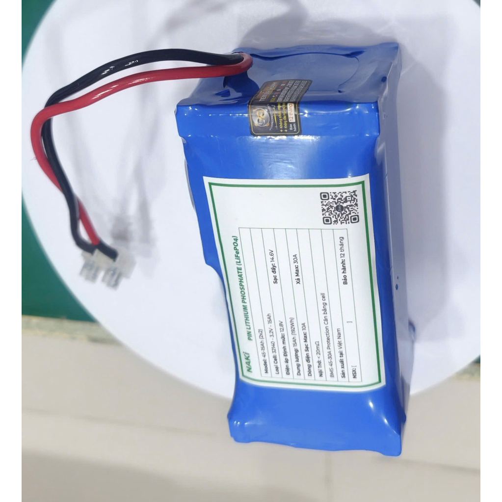 pin 12.8vol/15ah ( cell pin 32140/15ah/3.2vol(JSK)+ mạch bms 4S-30A có cân bằng cell pin chuyên