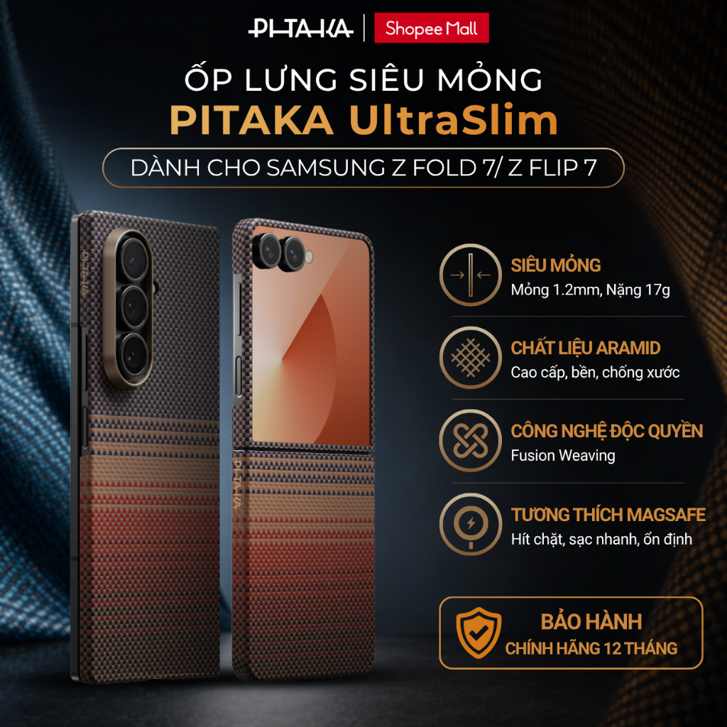 [Ốp Lưng Samsung Z Fold7 / Z Flip7] Ốp PITAKA UltraSlim - Mỏng Nhẹ, Sạc Không Dây, Chất Liệu Cao Cấp