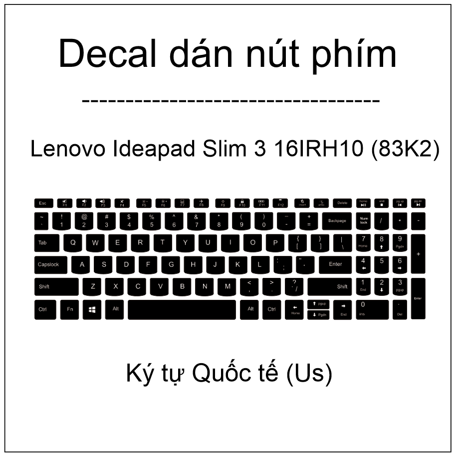 Decal dán nút phím cho máy Lenovo Ideapad Slim 3 16IRH10 - 83K2