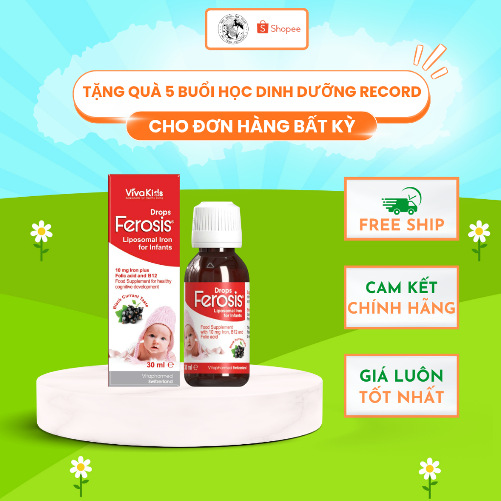 Sắt cho bé Ferosis Drops 30ml – Bổ sung sắt, acid folic & B12, vị nho đen, trẻ sơ sinh & trẻ nhỏ