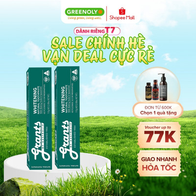 Kem Đánh Răng Thảo Dược Trắng Răng Grants Of Australia Chiết Xuất Thiên Nhiên Hữu Cơ Hương Bạc Hà The Mát 110g