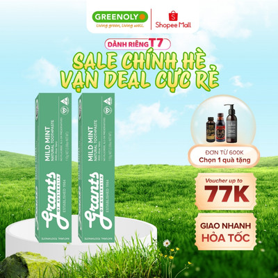 Kem Đánh Răng Lô Hội Bạc Hà Grants Of Australia Làm Dịu Nướu Giảm Ê Buốt Hơi Thở Thơm Mát 110g