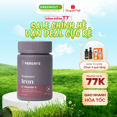 Viên Uống Hỗ Trợ Bổ Sung Sắt & Vitamin C Cho Mẹ Bầu PERDAYS Pregnancy Iron & Vitamin C