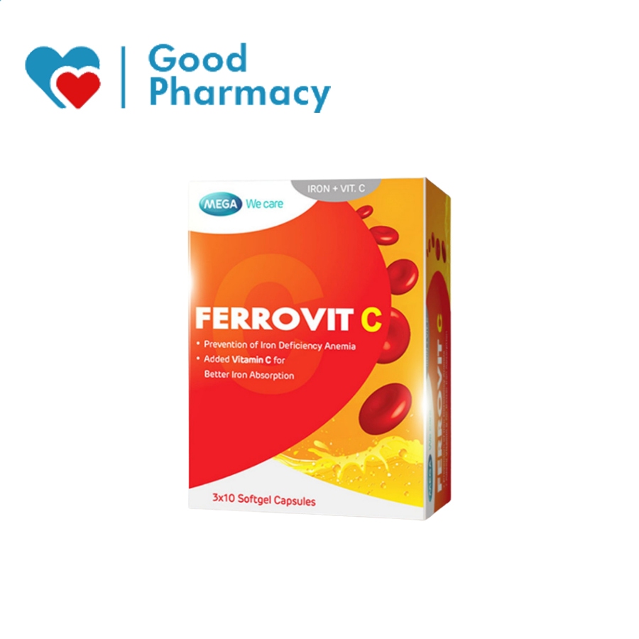 Viên uống Ferrovit C Mega We Care hỗ trợ giảm nguy cơ, triệu chứng thiếu máu thiếu sắt (suy nhược, c