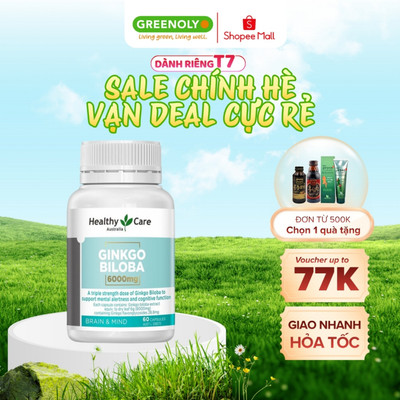 Viên Uống Bổ Não Healthy Care Ginkgo Biloba hàm lượng cao 6000mg hộp 60 Viên