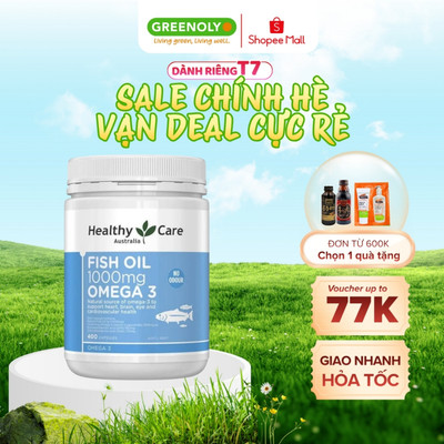 Viên Uống Dầu Cá Bổ Sung Omega 3 Healthy Care Fish Oil 1000mg Hộp 400 viên