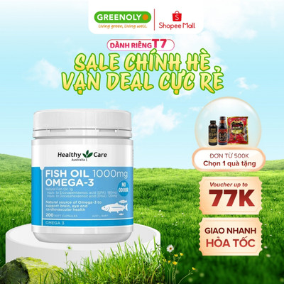 Viên Uống Dầu Cá Bổ Sung Omega 3 Healthy Care Fish Oil 1000mg Hỗ Trợ Não Và Hệ Thần Kinh