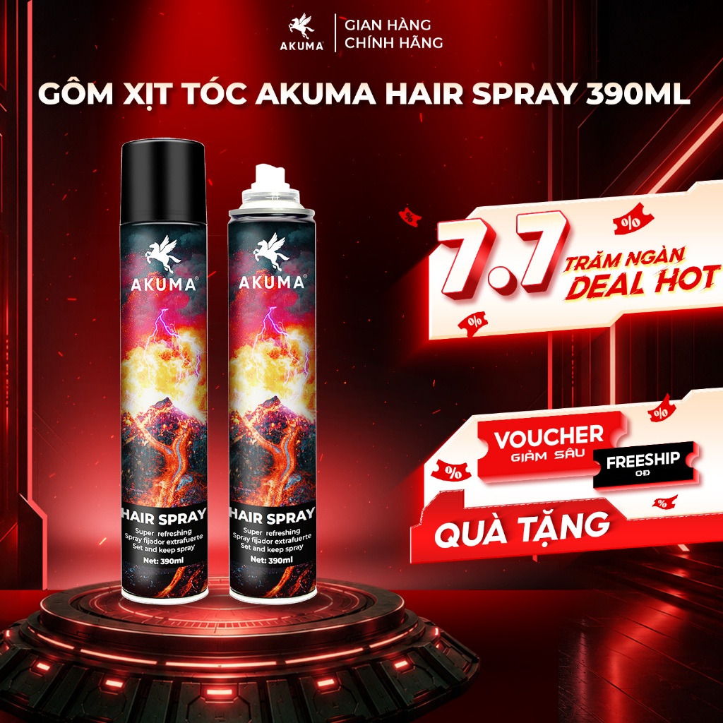 Gôm Xịt Giữ Nếp Tóc AKUMA HAIR SPRAY 390ml Hương Nước Hoa Chính Hãng Akuma