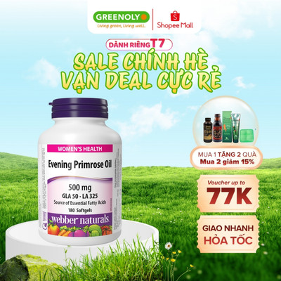 Dầu Hoa Anh Thảo Webber Naturals Bổ Sung Omega 6 Evening Primrose Oil GLA Hộp 180 viên