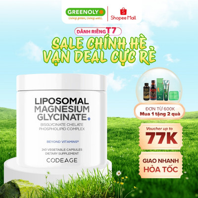 Viên Uống Liposomal Magnesium Glycinate Codeage Hỗ Trợ Cơ, Thần Kinh Và Hệ Thần Kinh 240 Viên