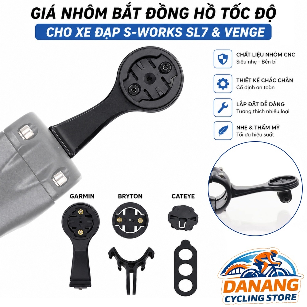 Giá Nhôm Bắt Đồng Hồ Tốc Độ Cho Xe Đạp S-Works SL7 & Venge – Chắc Chắn, Nhẹ