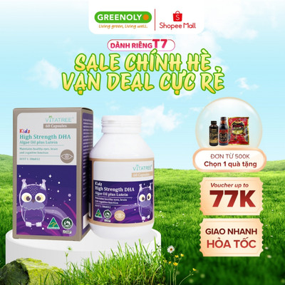 Viên Uống DHA Tảo Vitatree Kids Strength DHA Algae Oil plus Lutein Cho Trẻ Từ 6 Tháng Tuổi
