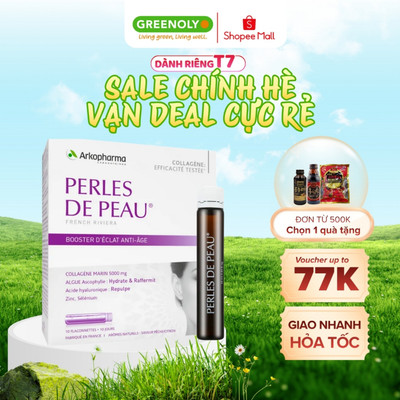 Nước uống Collagen Arkopharma PERLES DE PEAU - hỗ trợ dưỡng ẩm da, làm đẹp da (Hộp 10 ống)