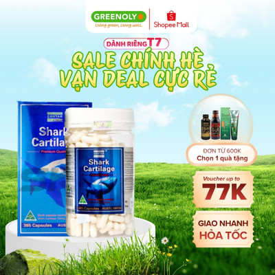 Sụn Cá Mập Costar Hỗ Trợ Xương Khớp Và Sụn Khớp Blue Shark Cartilage 750mg 30 viên - 120 viên - 365 viên
