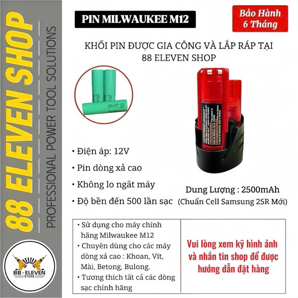 Pin Đóng Milwaukee M12-M18 Nhận Sạc Hãng (NZ)