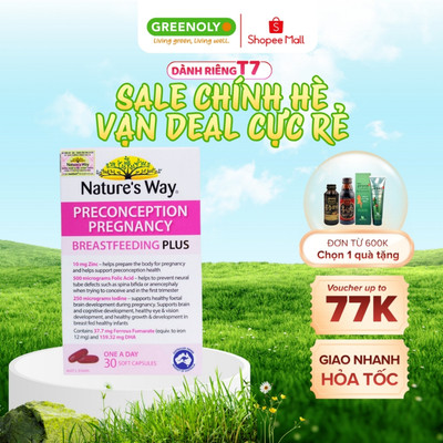 Viên Uống Bổ Sung Vitamin Tổng Hợp Cho Bà Bầu Nature's Way Preconception Pregnancy Breastfeeding Plus 30 Viên