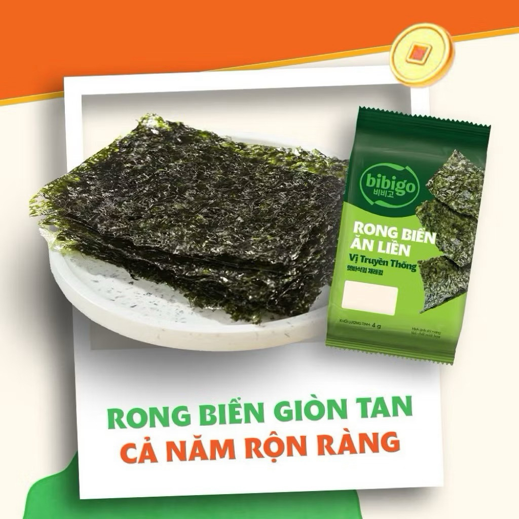 [Bibigo] Rong biển ăn liền bibigo Hàn Quốc vị truyền thống 4g/ gói