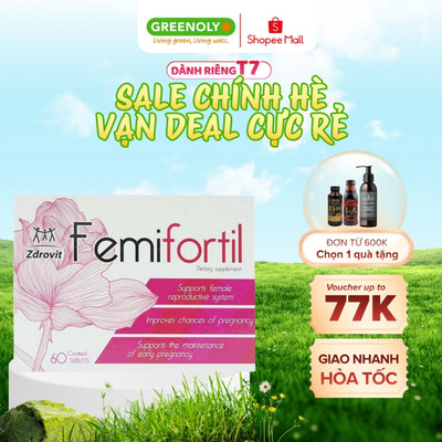 Vitamin Tổng Hợp Femifortil Giúp Bổ Trứng Tăng Khả Năng Thụ Thai, Điều Hòa Kinh Nguyệt, Nội Tiết Tố Nữ 60 Viên