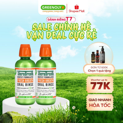 Nước Súc Miệng TheraBreath Vị Bạc Hà Diệt Khuẩn Gây Hôi Miệng Hàng Đầu Mỹ 473ml