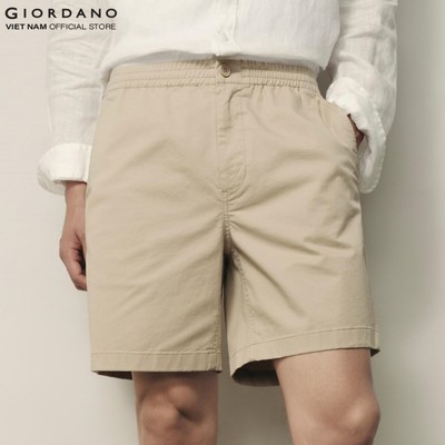 [KOREA COLLECTION] GIORDANO Quần Shorts Kaki Nam Button elastic waist solid color shorts 01105532