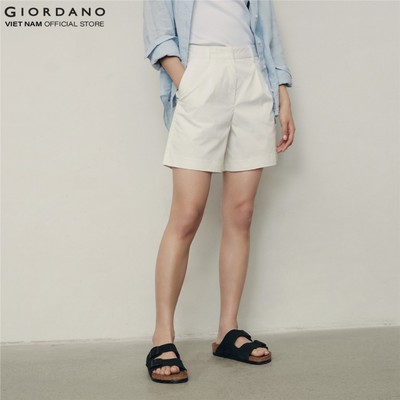 [KOREA COLLECTION] GIORDANO Quần Shorts Kaki Nữ Women's Tailored Pleated Shorts 5405514-01