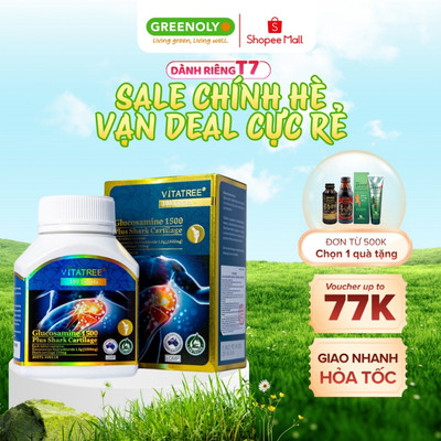 Viên Uống Hỗ Trợ Xương Khớp Glucosamine, Sụn Cá Mập Vitatree Glucosamine 1500 Plus Shark Caetilage