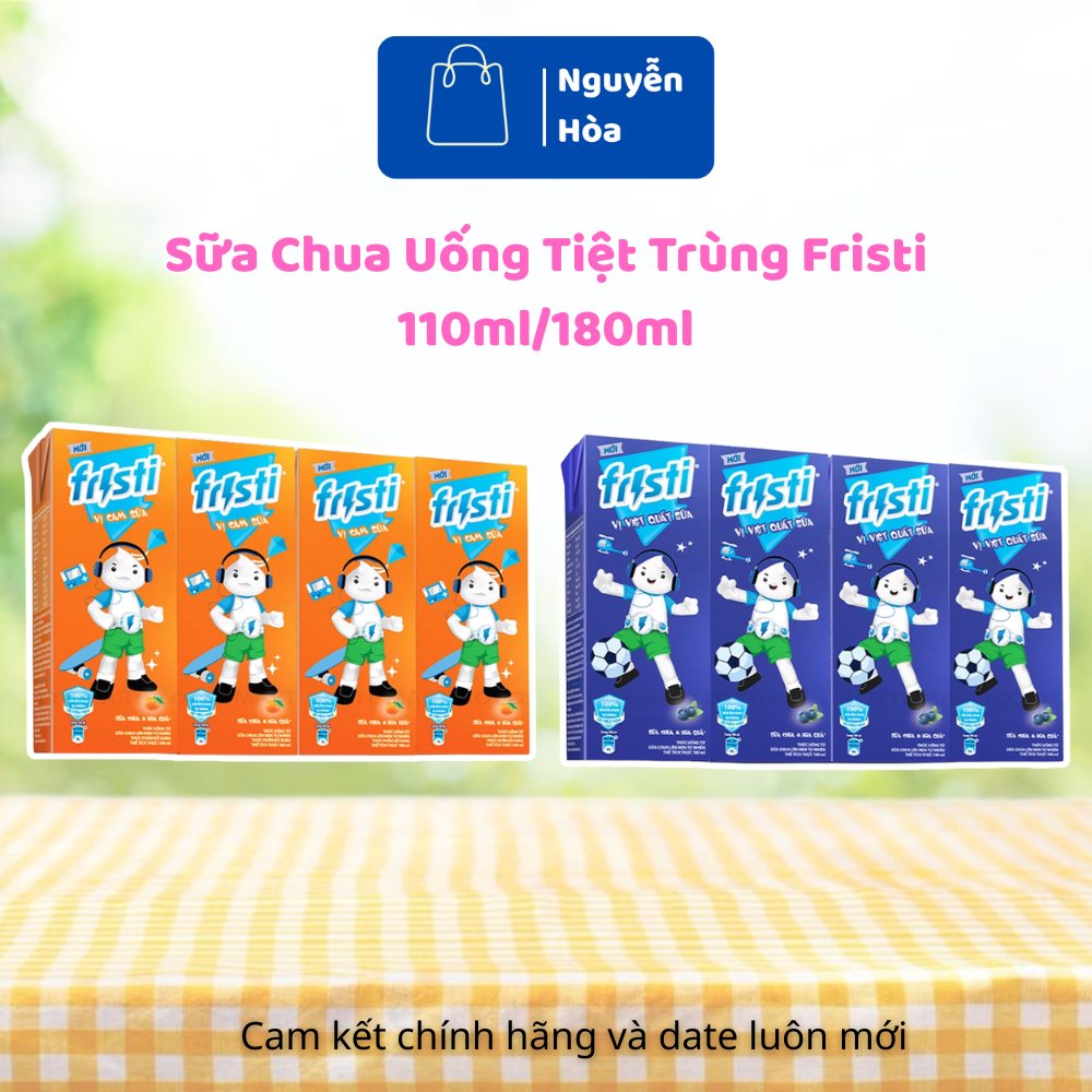 Combo 6 Lốc Sữa Chua Uống Fristi 110ml / 180ml Mix Vị (24 Hộp) - Sữa Chua Tiệt Trùng Vị Cam Sữa, Việ