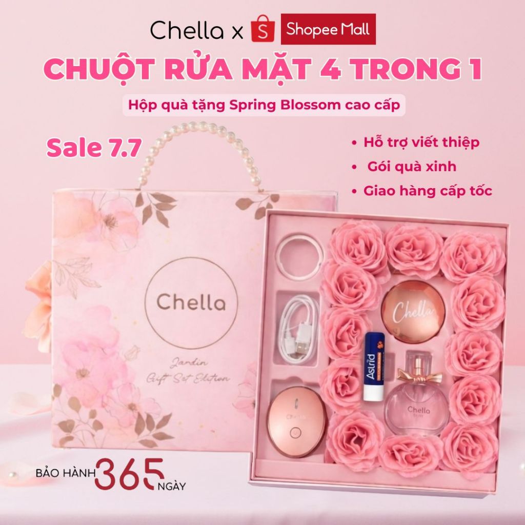 [QUÀ TẶNG BẠN GÁI] Chuột Rửa Mặt Chella 4in1 – Set Hộp Quà Cao Cấp Tặng Bạn Gái, Gói Sẵn + Thiệp
