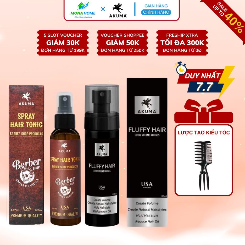 Xịt tạo phồng bồng bềnh Akuma Fluffy Hair 120ml - Tạo độ phồng tóc, kiềm dầu tốt