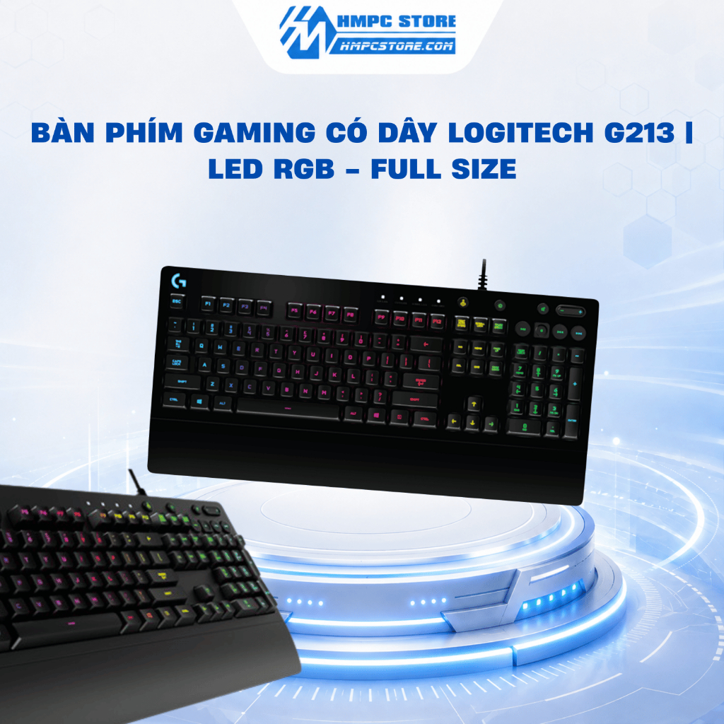 Bàn phím gaming có dây Logitech G213 | LED RGB - Full size | Bảo hành 24 tháng