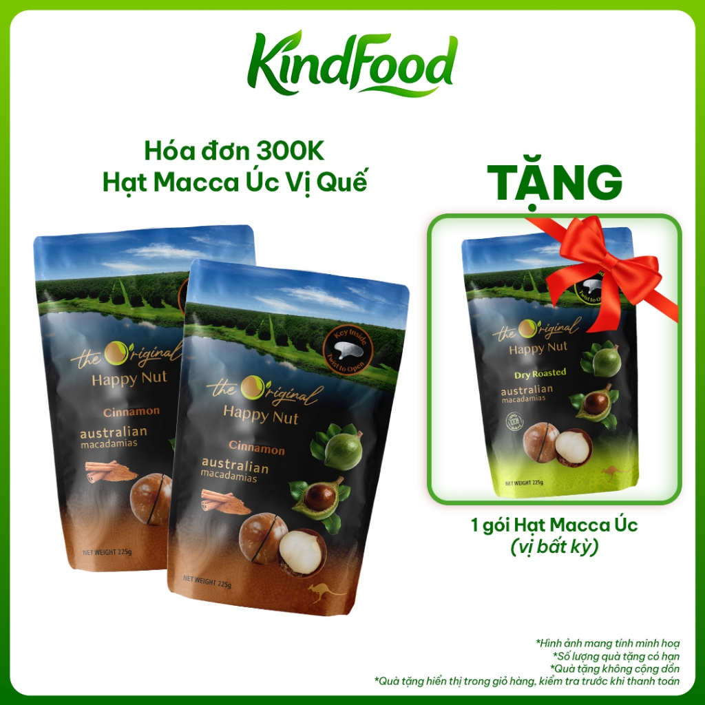 🔥NEW - ĐƠN 300K TẶNG 1 GÓI MACCA🔥Hạt Macca Úc Happy Nut Phủ Vị 225g Nhập Khẩu Úc Hạt To Nhiều Vị